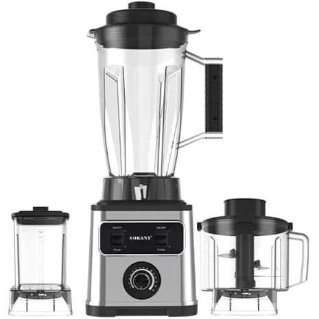 Sokany SK‑3333N Blender – 3L Capacity – 6600W – 3-in-1 – Heat-Resistant Jar